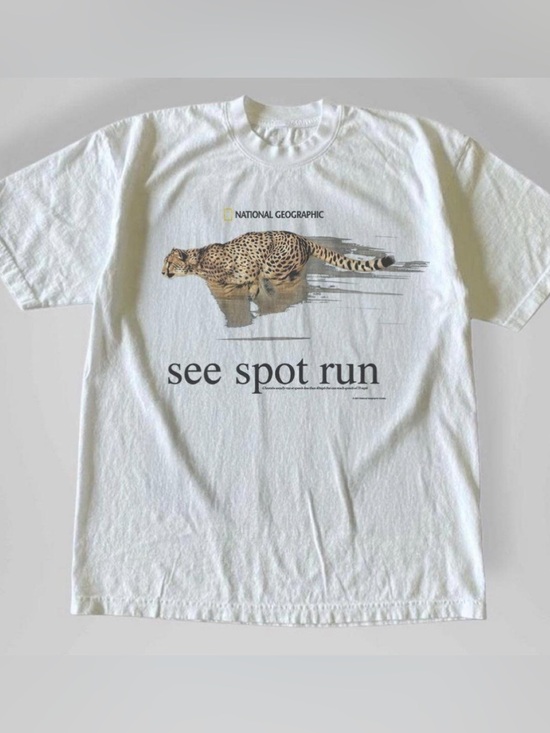 Gildan Other - Gildan White National Geographic 'See Spot Run' Cheetah Graphic Tee